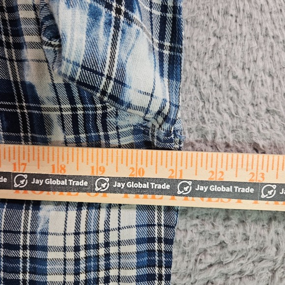 Rock & Republic Shirt Top Women Medium Blue White Plaid Button Up Long Sleeve -M - Picture 8 of 11